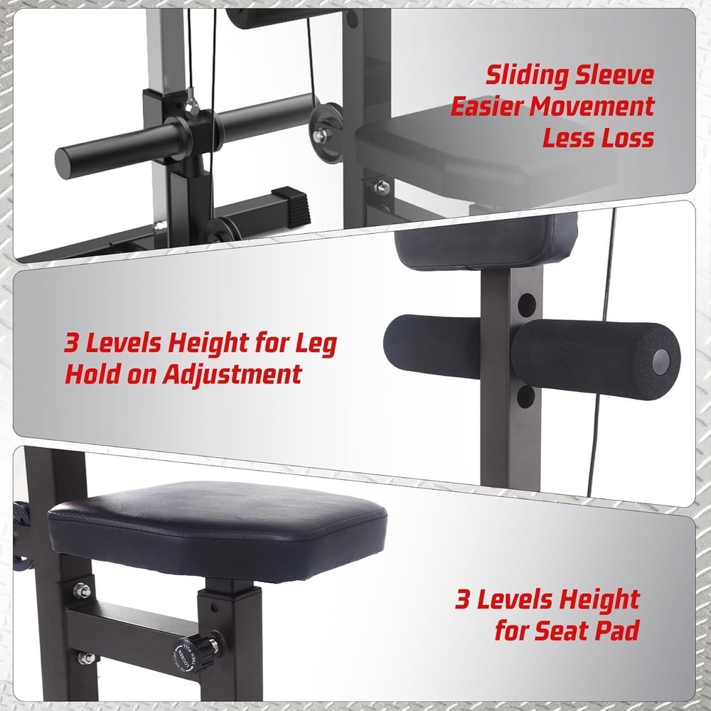 Lat Pull Down Machine System with Adjustable Seat & Knee Support 500LB Capacity