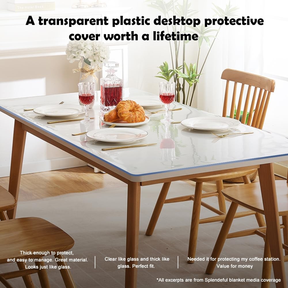 44x70 Inch Clear Plastic Dining Table Protector Transparent 44"x70",