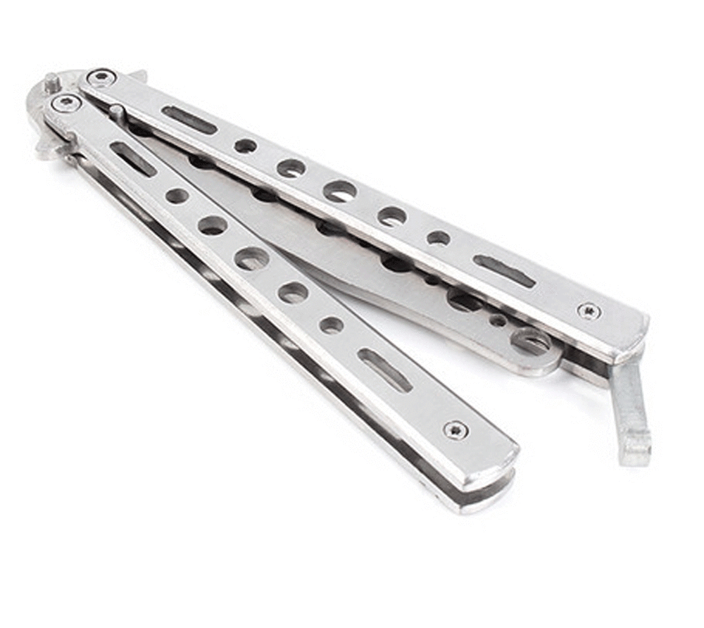 2Pack Butterfly Trainer Training Dull Tool Metal Knifes Practice Stainless BLACK