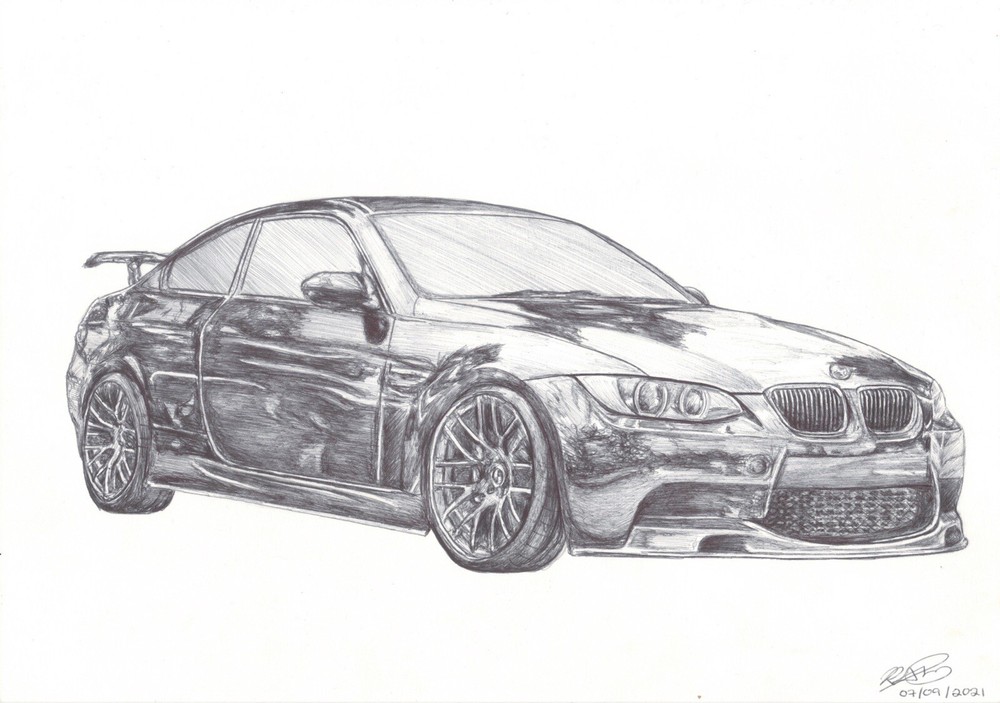 Personalised Realistic Pen Drawing: Car (see description)