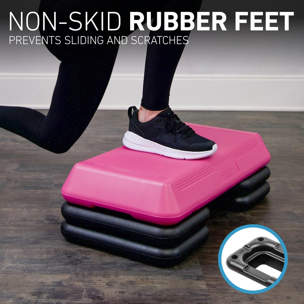 Exercise Step Platform, Circuit Size Stepper for Exercise at Home with 4 Stac...