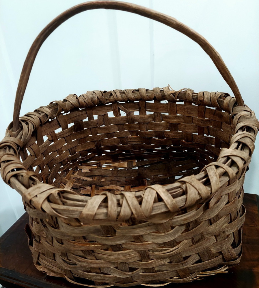 Vintage Split Oak Hand Woven Rustic Basket
