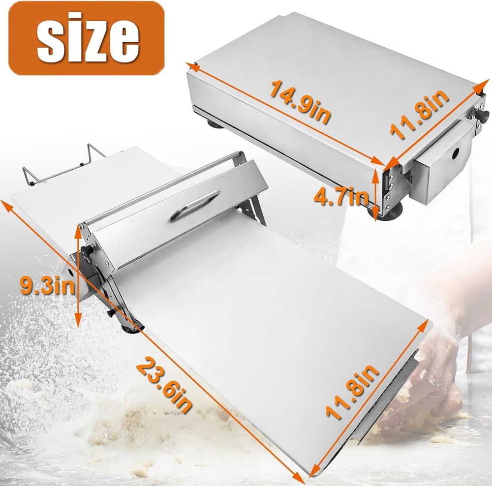 12" Folding Dough Sheeter Stainless Steel Manual Roller W/ Board Adjustable