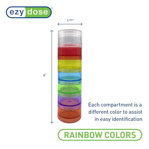 Ezy Dose 7 Day Rainbow Pill Organizer Stackable Weekly Medication Planner