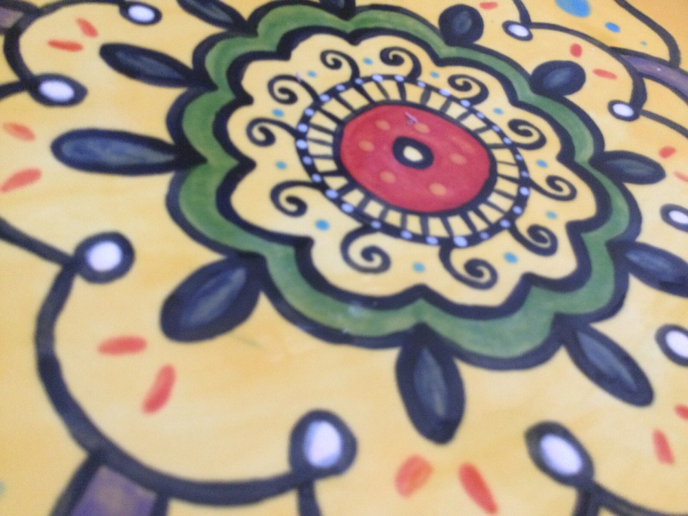 Easter Platter Egg Shaped floral mandala 14''X12'' mint