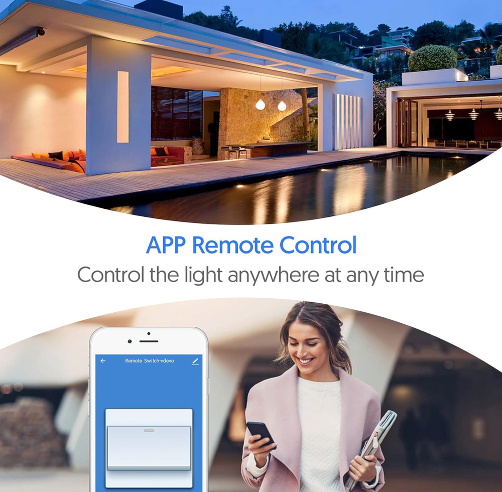 Smart Switch Voice App & Remote Control, Google&Alexa Switch Single-Pole Rocker