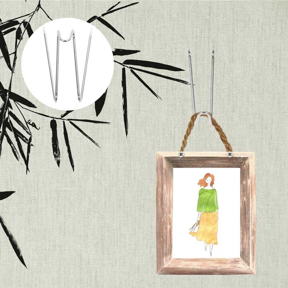 20 Pcs Fabric Panel Wall Wire Hooks Picture Frame Hanger Sharp