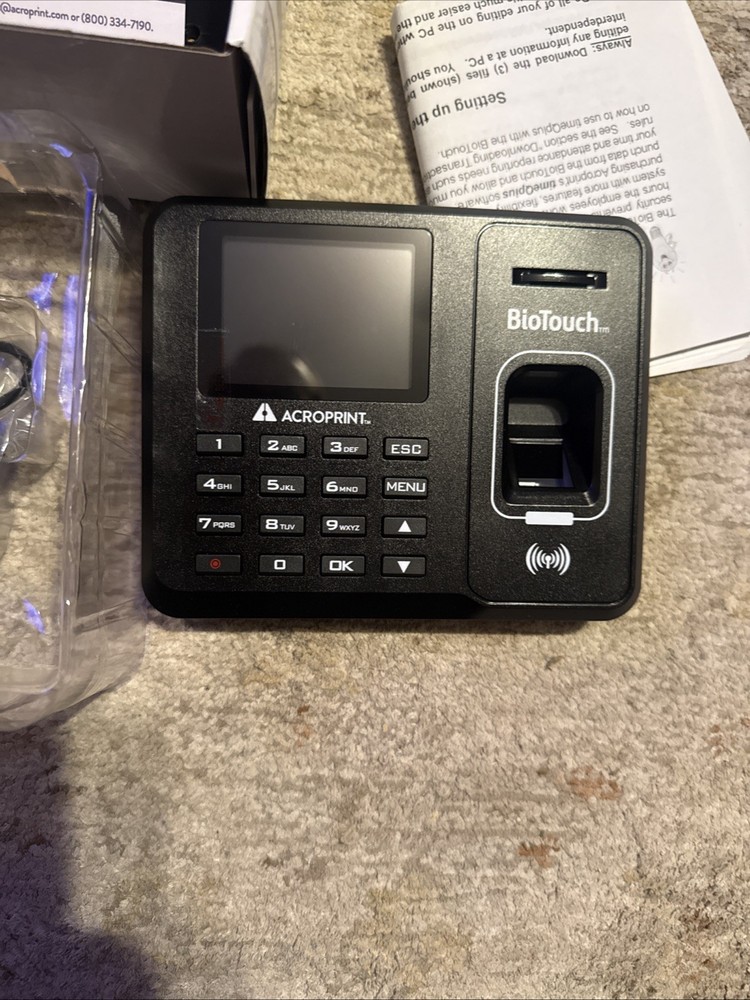 Acroprint BioTouch Self Contained Automatic Biometric Fingerprint Time Clock