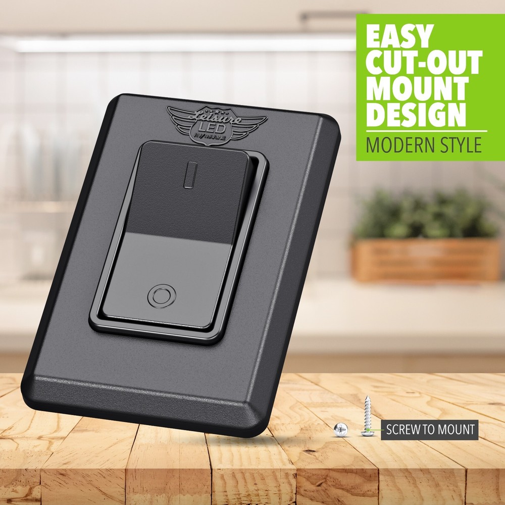 Single 1 Gang On-OFF 12V Black Light Switch - RV Camper Trailer Marine Boat 12 V