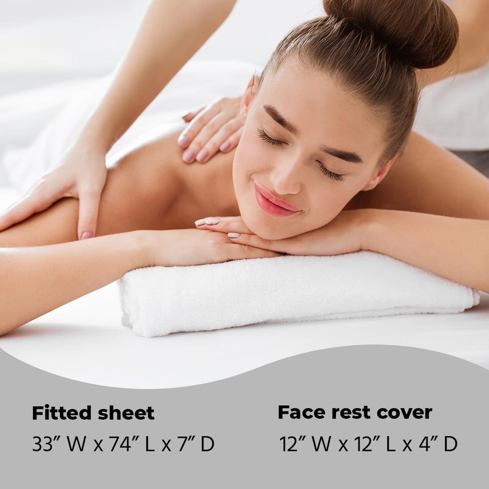 Durable White Massage Table Fitted Cover Waterproof Easy Clean
