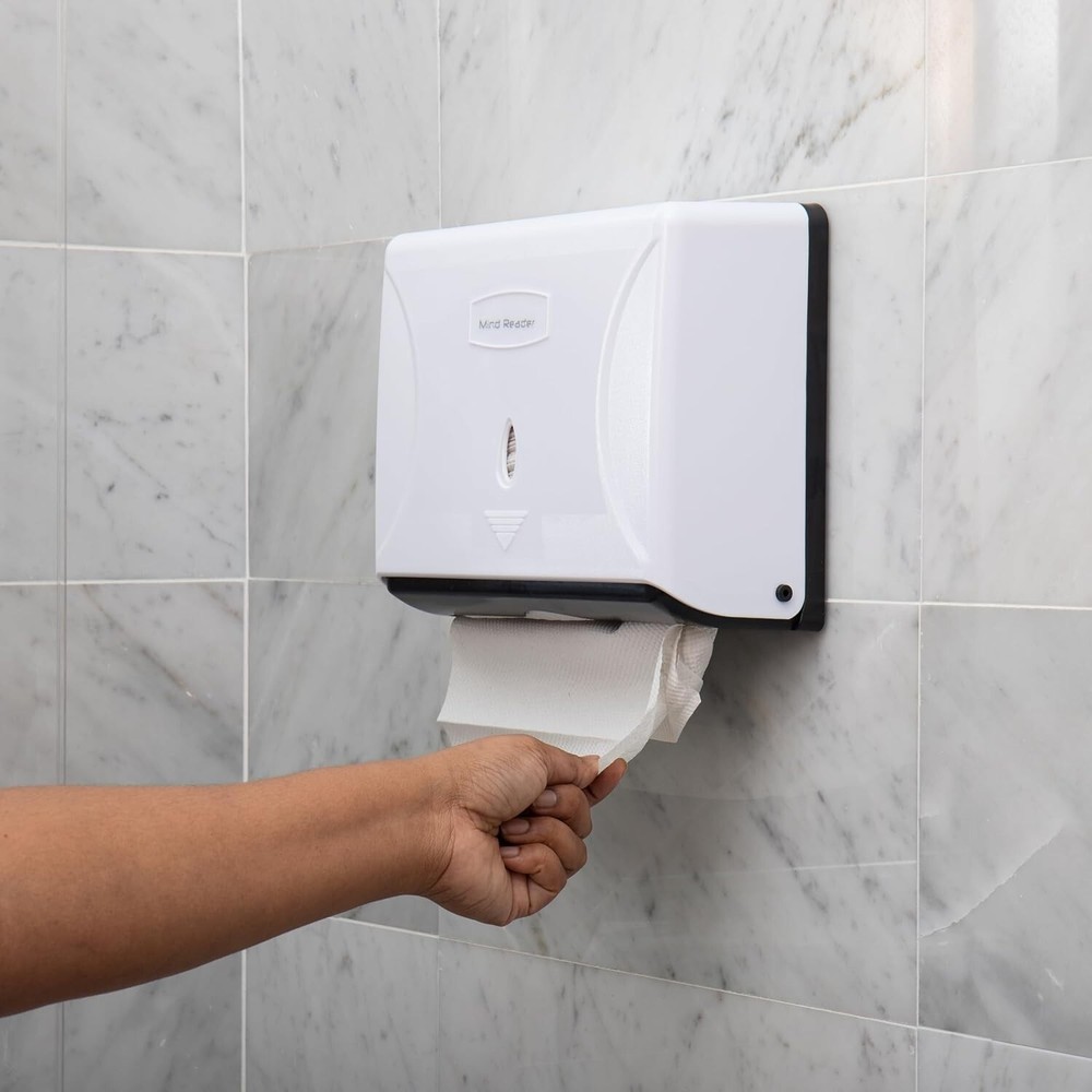 Efficient White Wall-Mounted Paper Towel Dispenser - Quick Refill & Easy Clean
