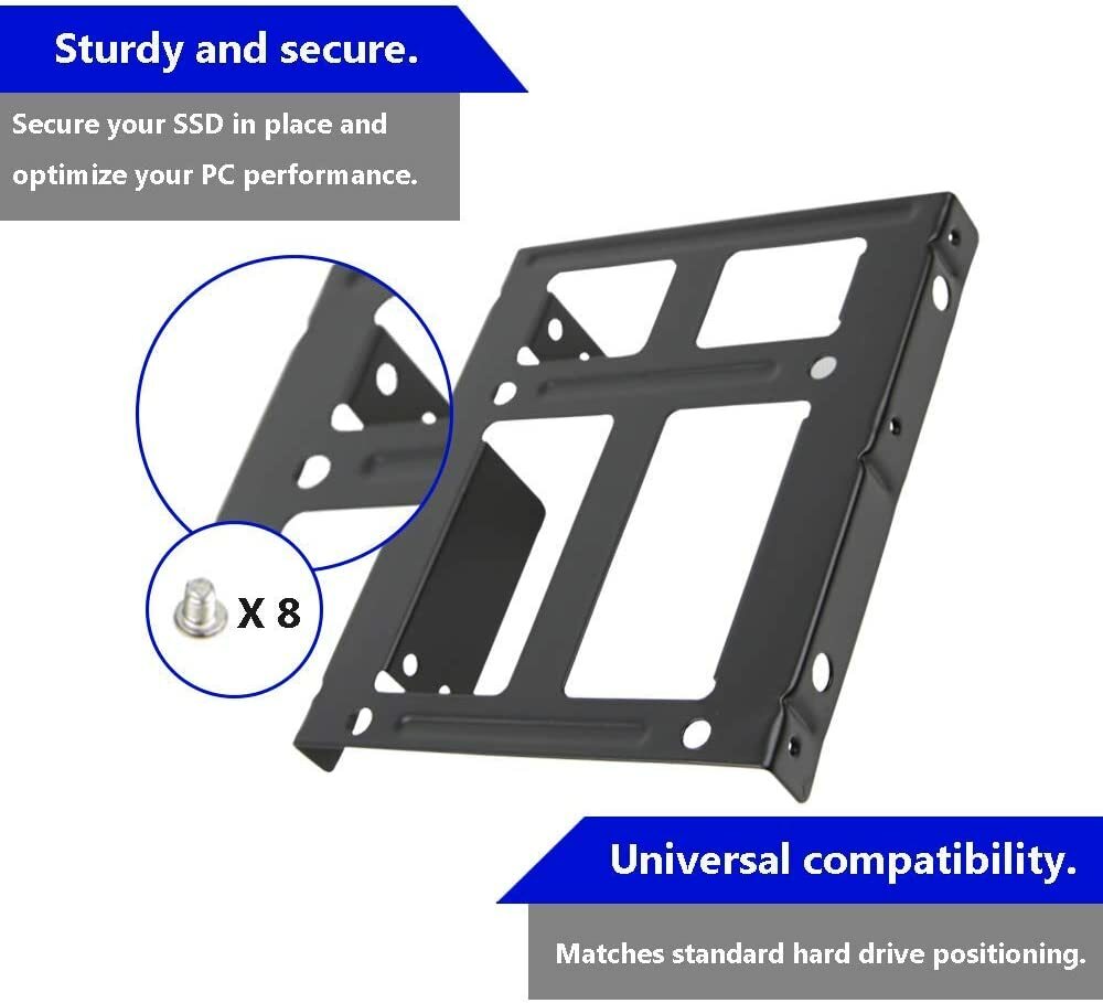 Double SSD Mount Bracket Dock Kit with Eight Screws for PC Desktop