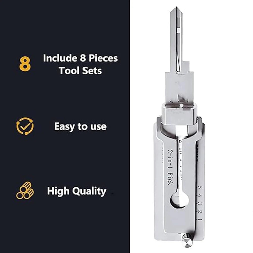 2-in-1 Stainless Steel Key Decoder SS001 PRO Lock Decoder Repair Tools-(1pc)*