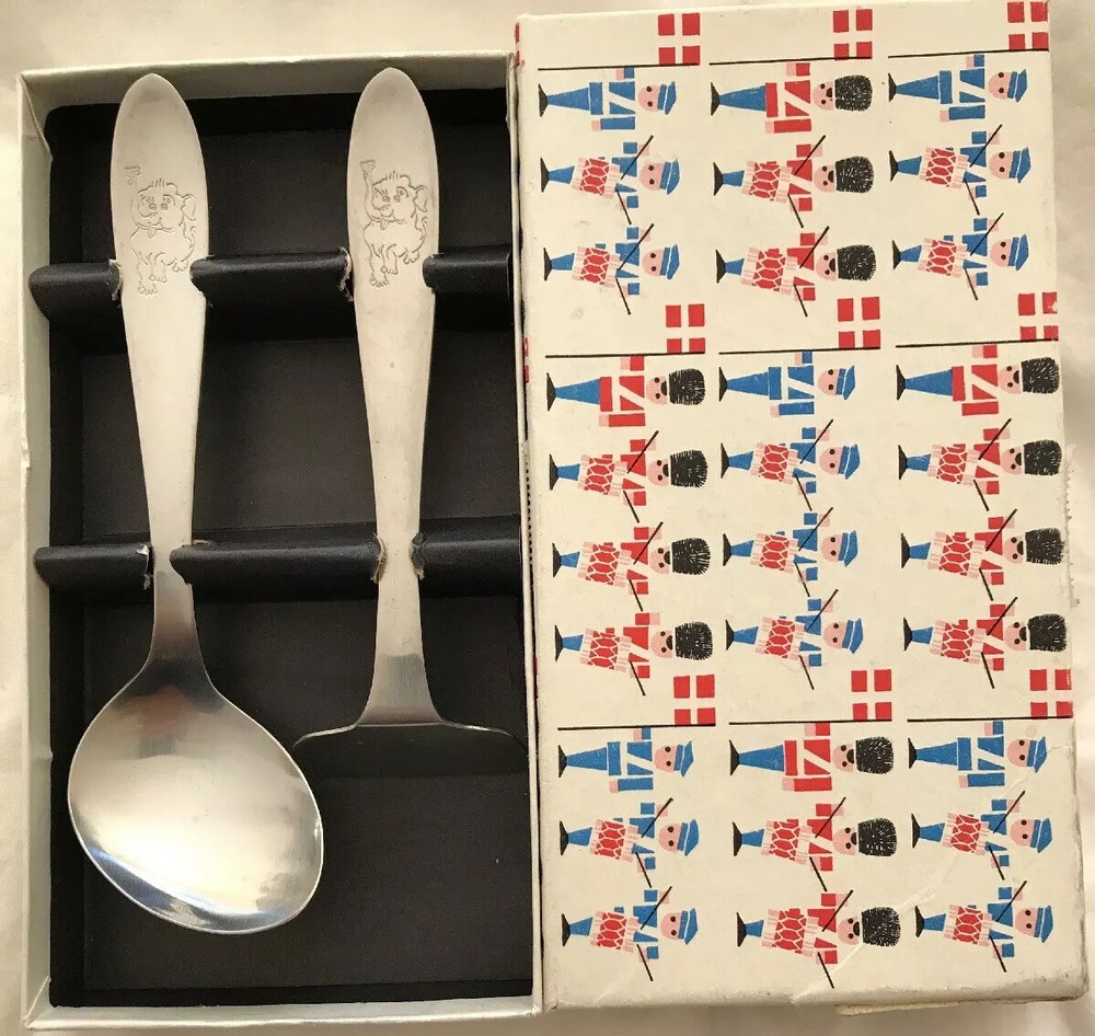 1960’s SVEND JENSEN Spoon and Cutter 18/8 EP Denmark Elephant Pattern