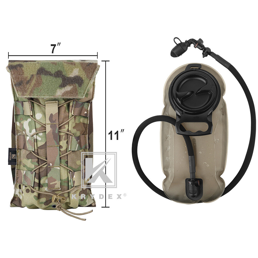 KRYDEX 1.5L Water Bladder Tactical Hydration Pack MOLLE Panel for Vest MC Camo