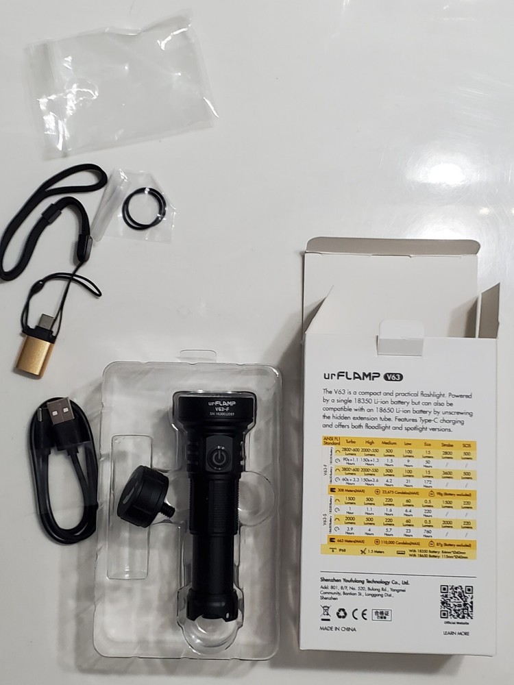 urFLAMP Flashlight V63-F (Floodlight Version) Rechargeable DISCOUNTED SALE