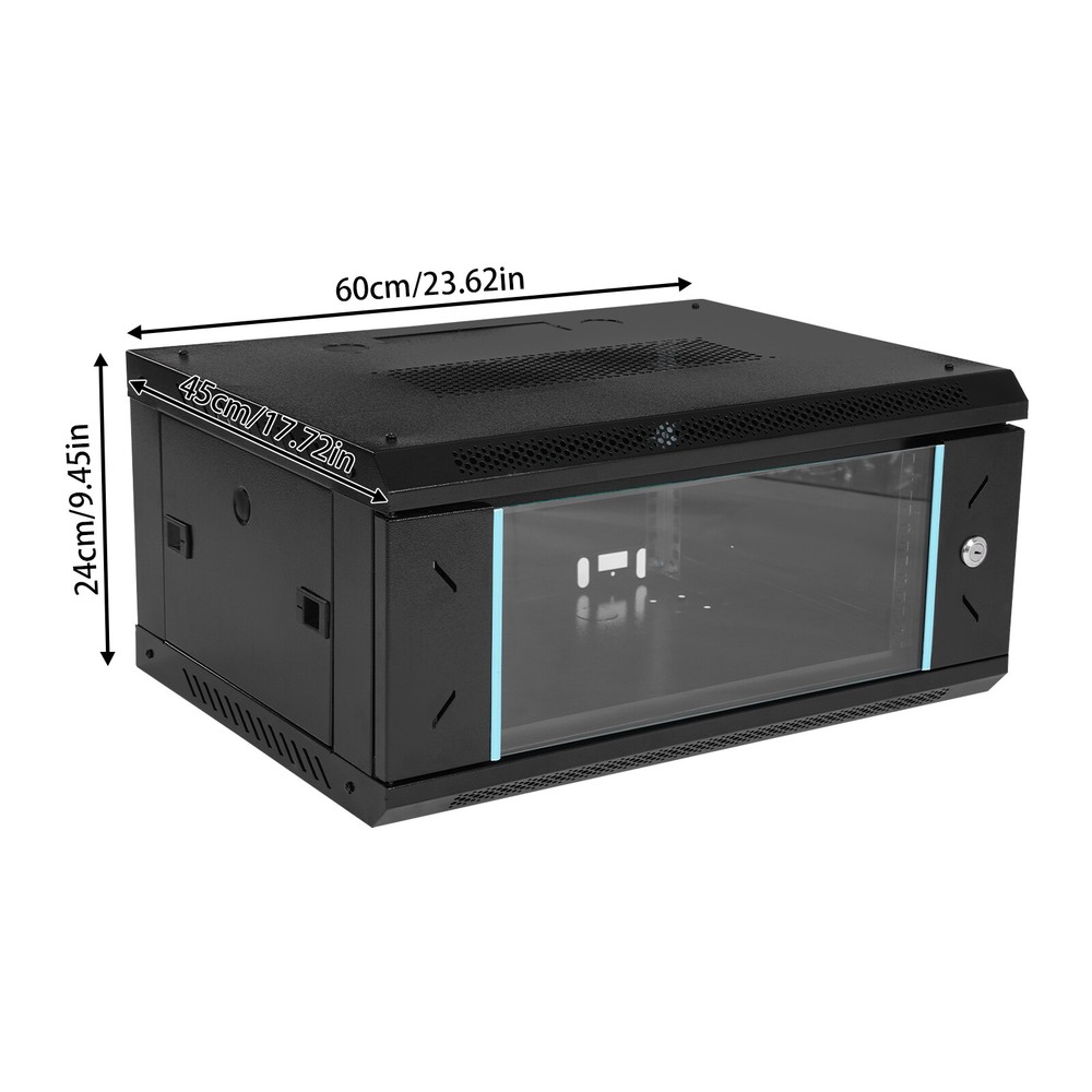 Modern 4U Wall Mount Network Server Cabinet Enclosure Rack Black With Lock Door