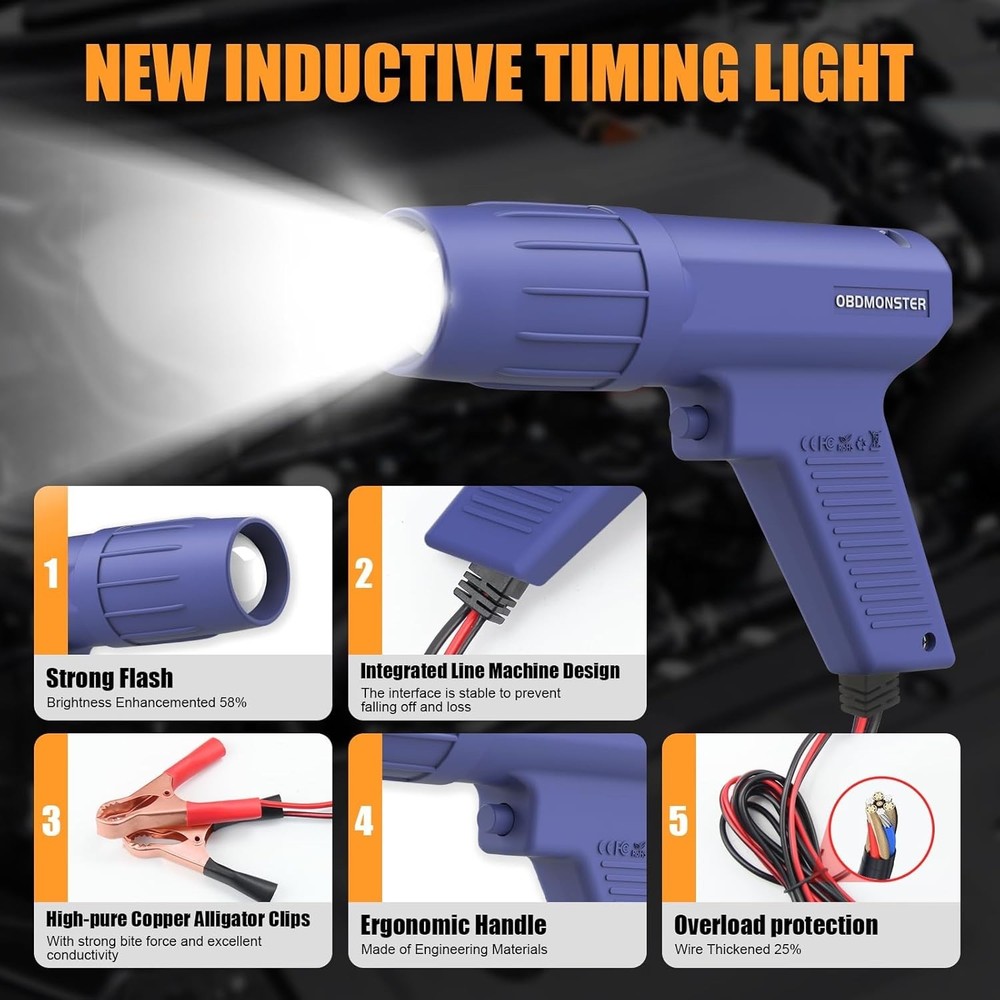 Professional 12V Ignition Timing Light - Bright Strobe for Accurate Diagnostics
