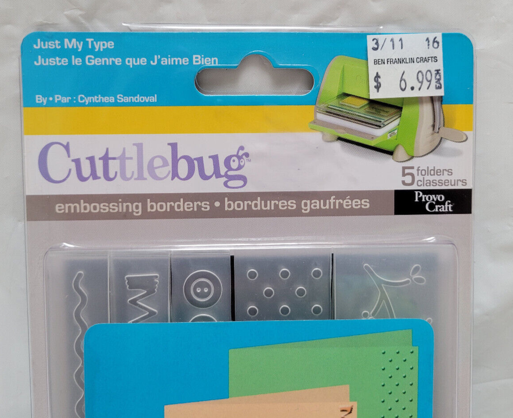 New Provo Craft Cuttlebug Just My Type - Cutting Die & Mini Embossing Border