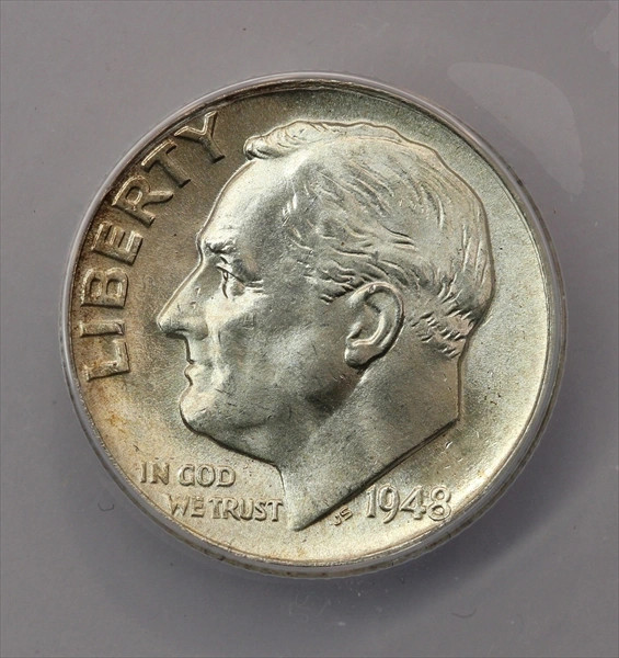 1948 Roosevelt Dime ANACS MS65