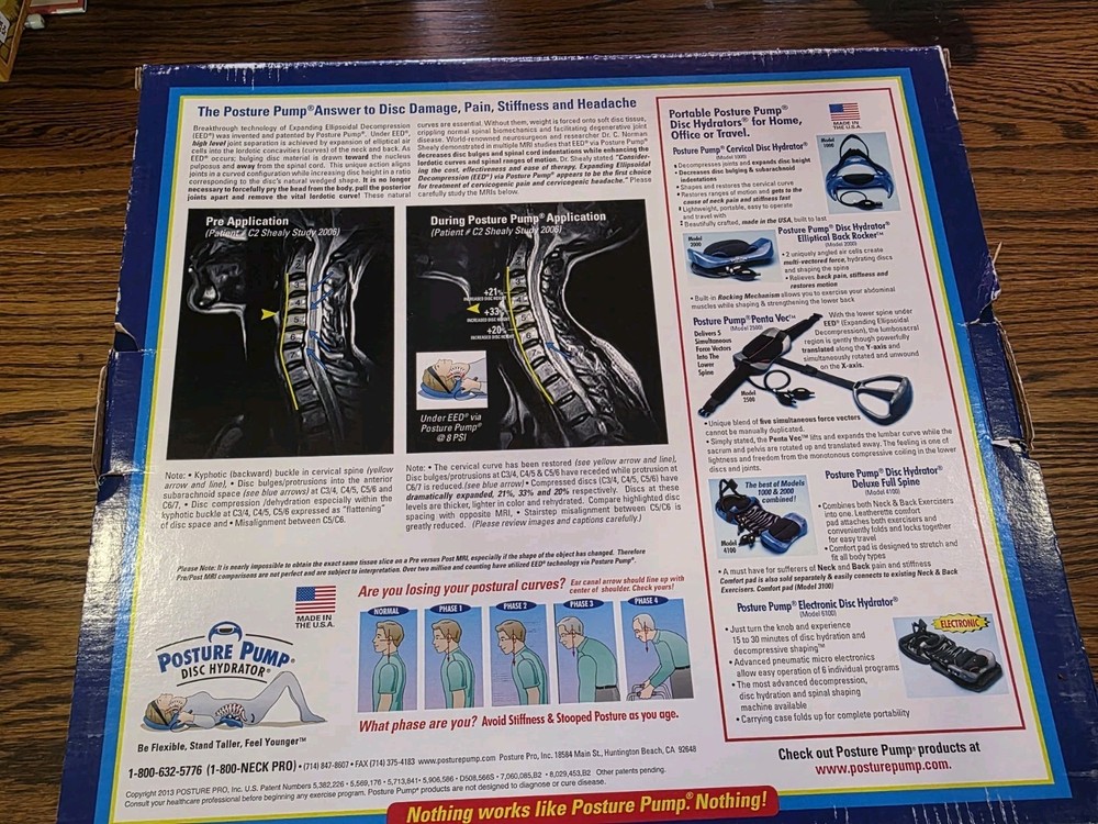 Posture Pump Model 1000 Cervical Disc Hydrator Orthopedic Neck Device