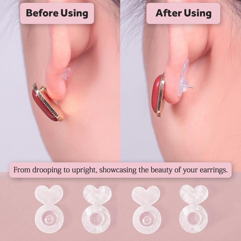 Clear Silicone Earring Backs for Heavy Earring Support Backs, 32+200PCS Comfo...