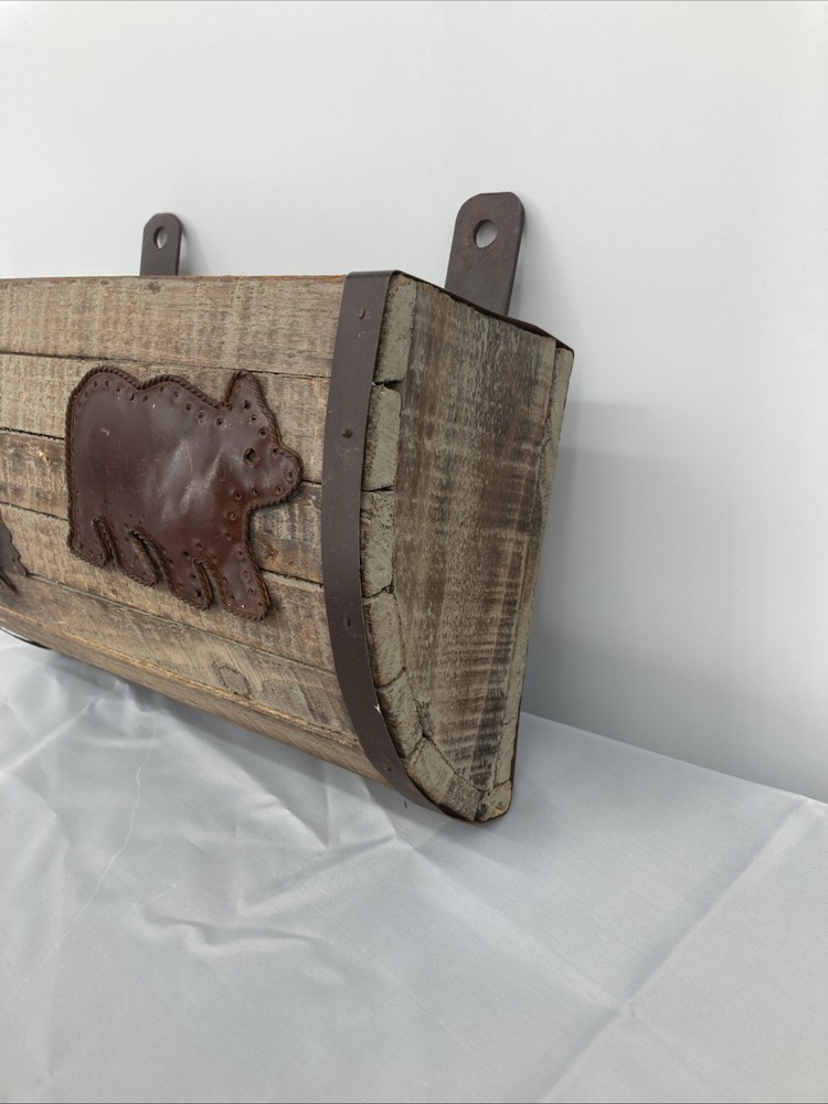 Rustic Wood Wall-Mount Mailbox With Bear & Pine Tree Accents