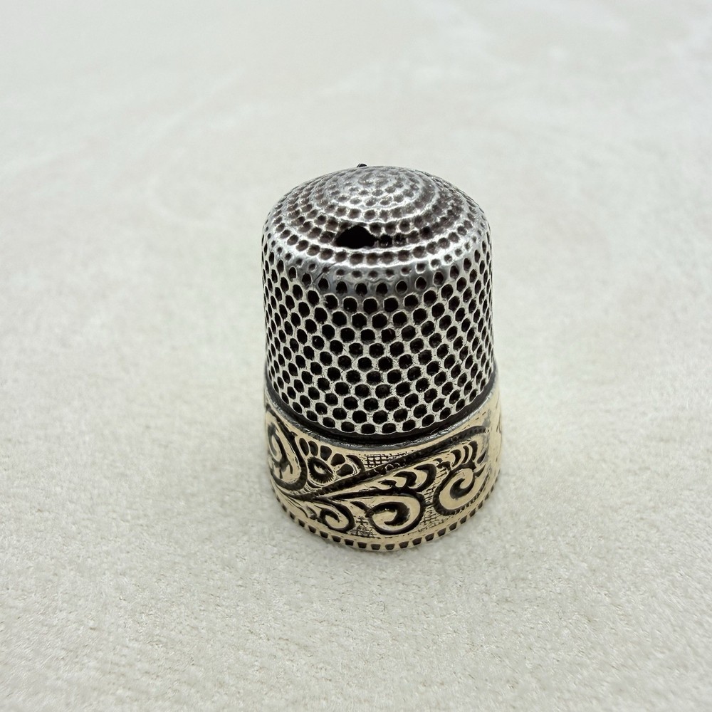 Antique Sterling Silver Swirl Pattern Thimble Sewing Accessory Collectible