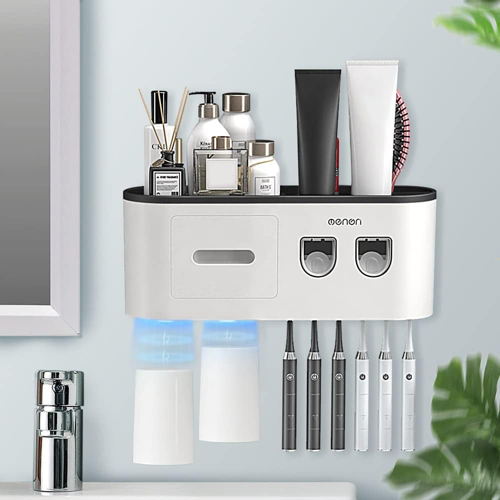 Toothbrush Holders Wall Mounted, Toothbrush Holder with Automatic Toothpaste ...