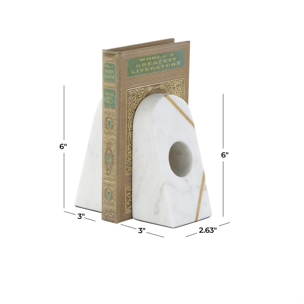 White Marble Pyramid Decorative Bookends