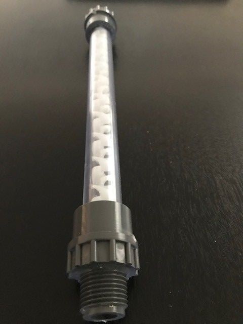 Static mixer clear 1/2" threads PVC schedule 80 1/2" ID process mixing