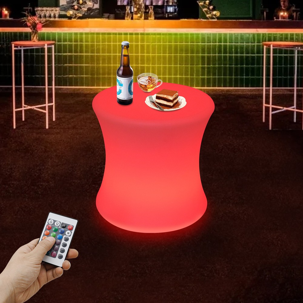 LED Drum-shaped Stool, Stool with Rechargeable LED Light, Ambient Lighting