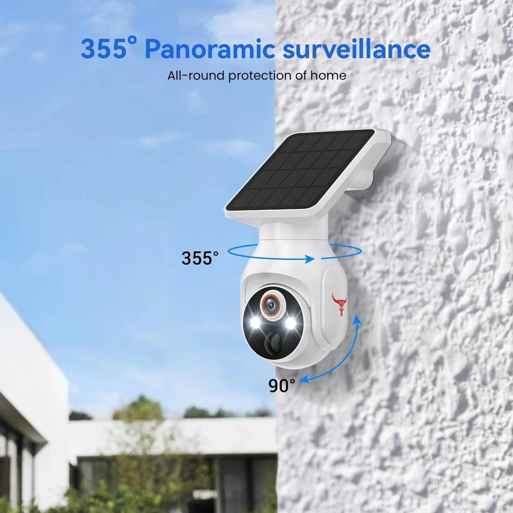 Solar Panel Powered Security Camera 1080p WiFi Camera with Night Vision Motion