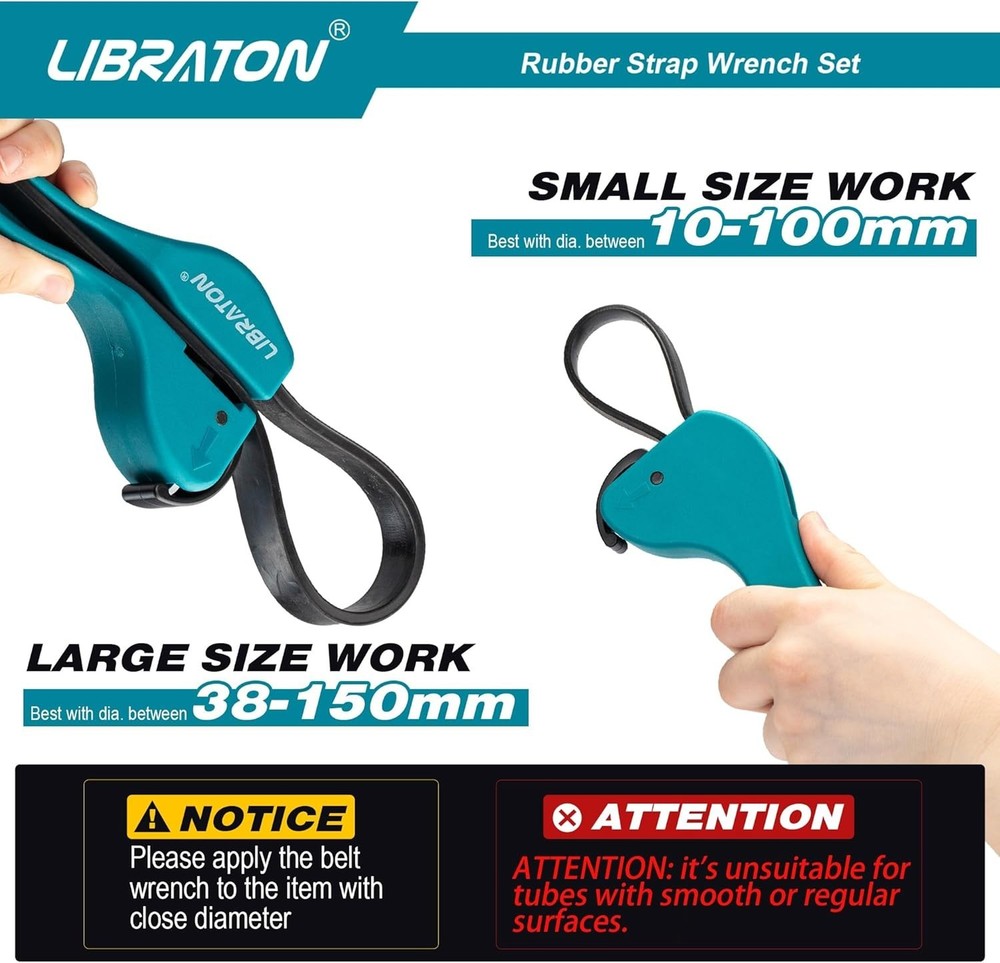 Versatile 2-Piece Adjustable Strap Wrench Set - Durable Oil Filter & Jar Opener