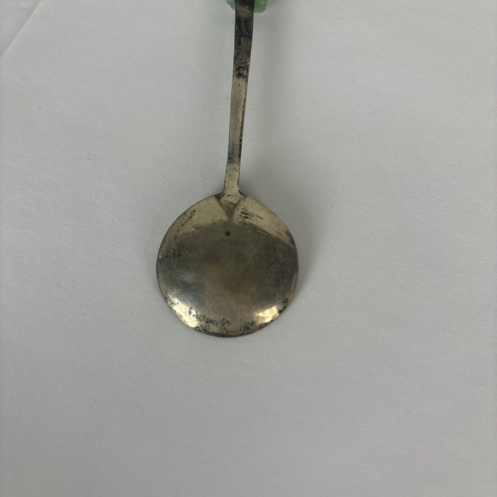Mexico Sterling Silver .925 Jade Mini Souvenir Spoon 4"