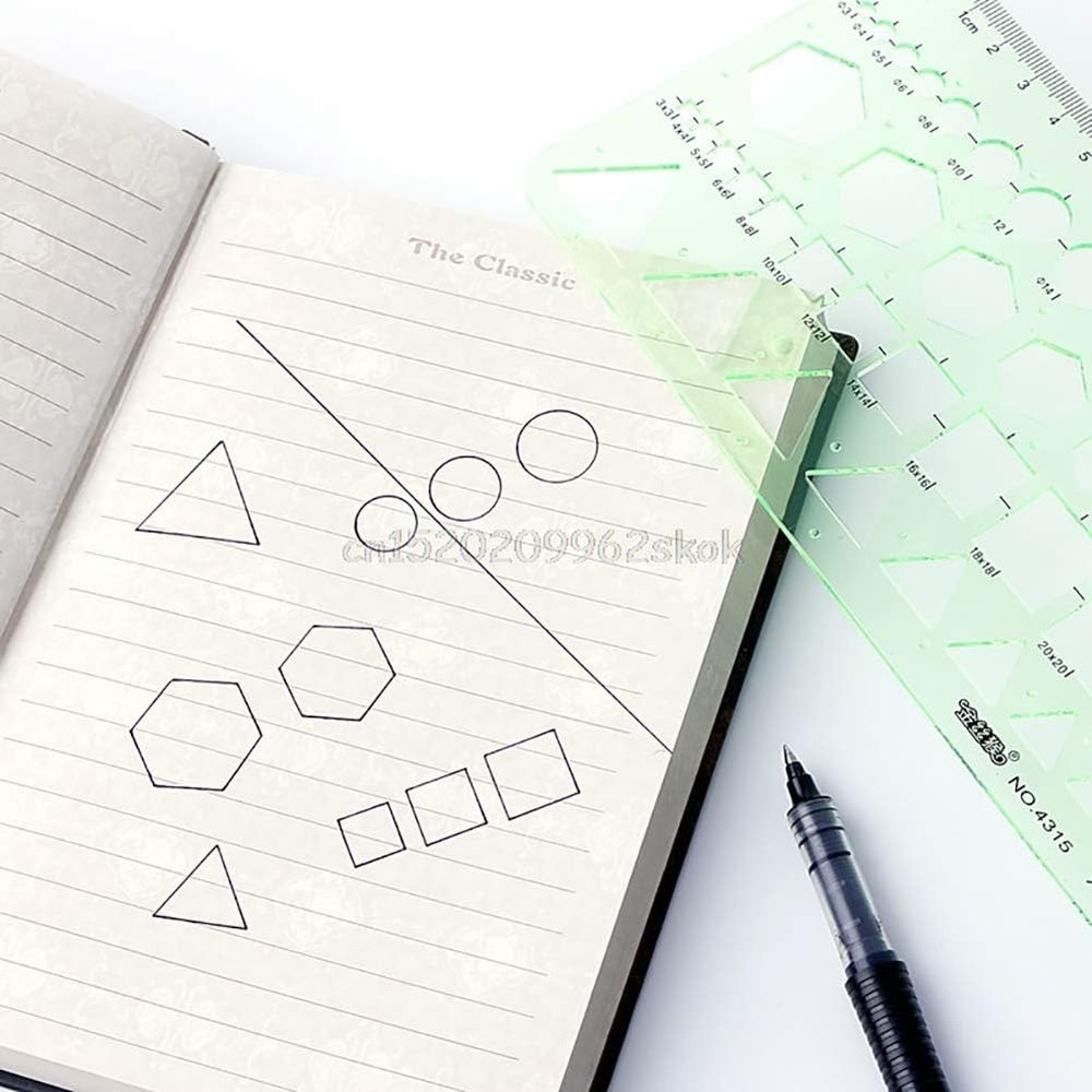 11pc Geometric Drawing Template Set Plastic Drafting Stencils School & Office