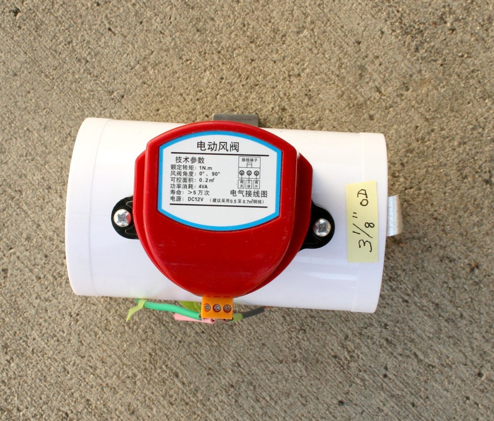HVAC Air Damper Valve 3-inch plastic 12V motorized for ventilation pipe