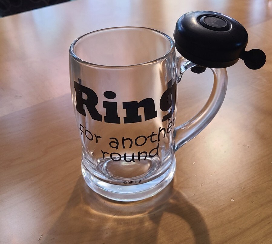 Mug: Novelty: "Ring For Another Round": Fun Bar Accessory