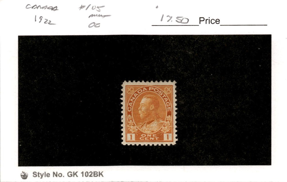 Canada, Postage Stamp, #105 Mint Hinged, 1922 King George (AD)