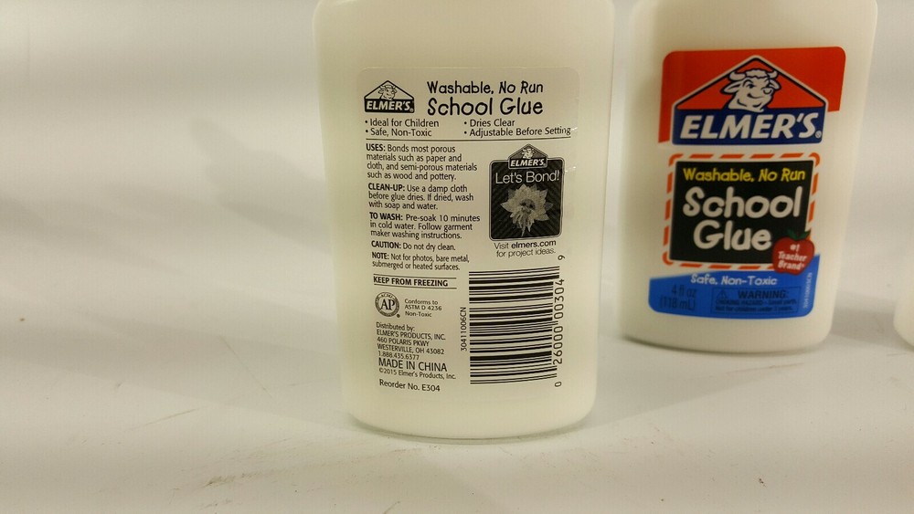 Elmer's Washable No-Run School Scrapbooking Craft Glue, 4 oz., White E304 Set-3