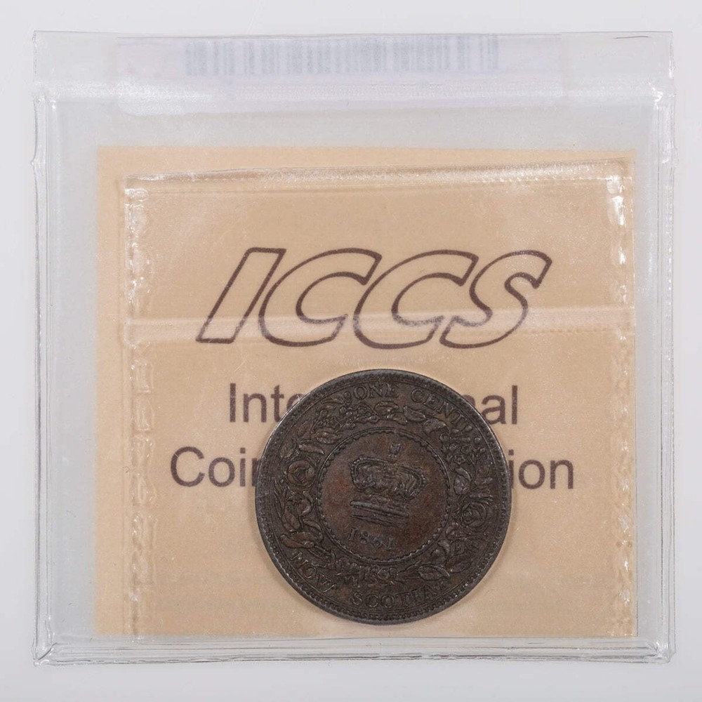 NS 1 Cent 1861 Small Bud ICCS AU-50