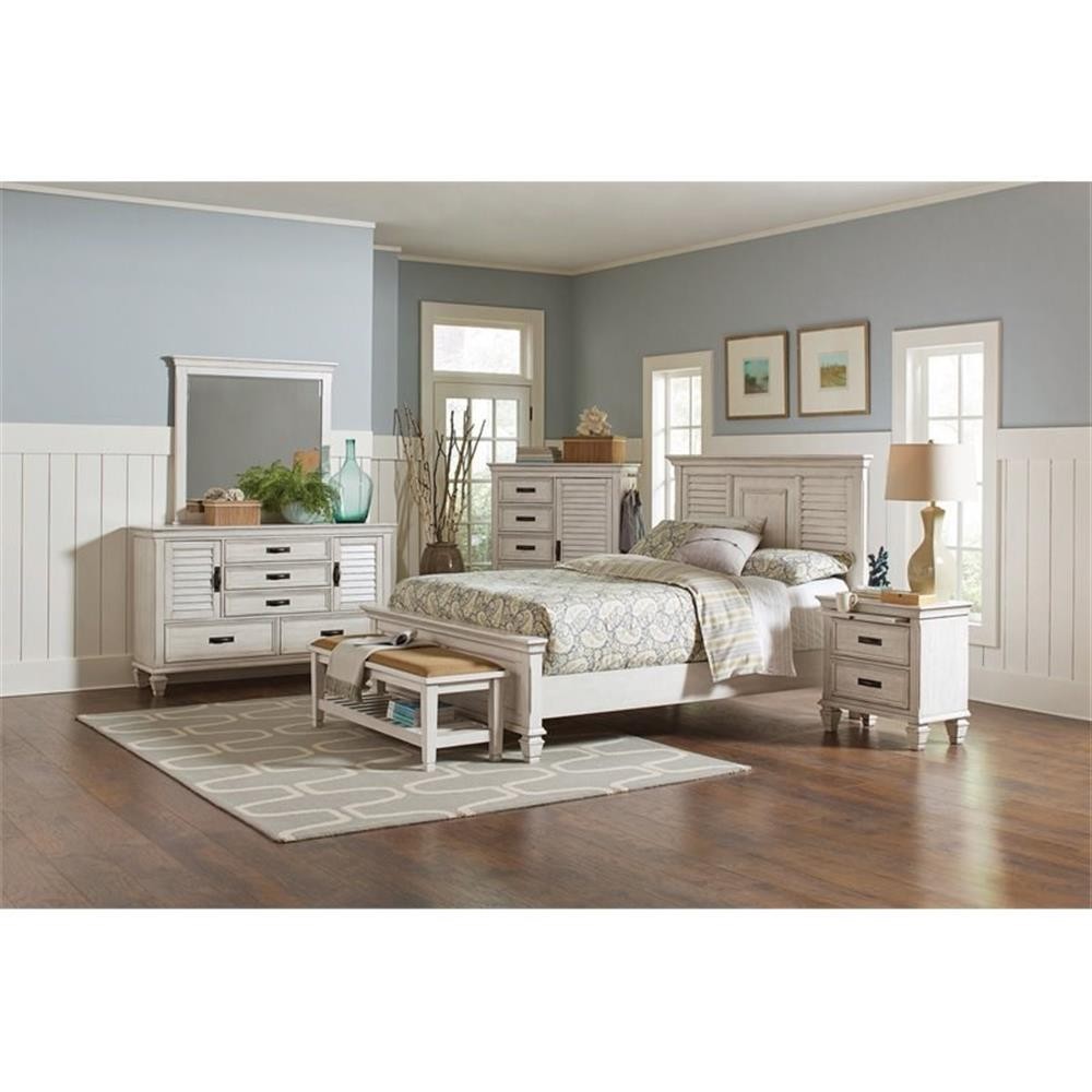 Franco 5-piece Eastern King Bedroom Set Distressed White