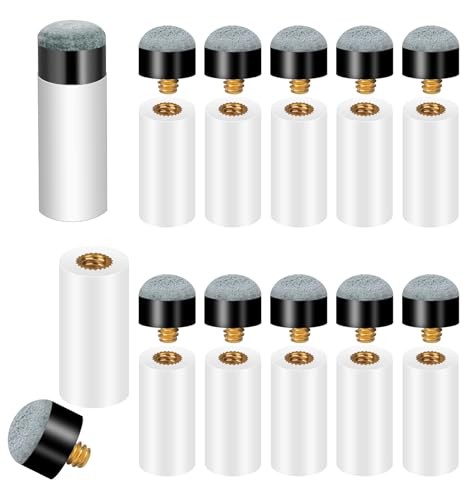 10 Sets Pool Stick Tips, Pool Cue Tips with White Ferrules, Durable & Easy to