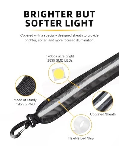 4FT 12V Led Light Strip Waterproof IP67, Dimmable Camping 140 LED Chips White