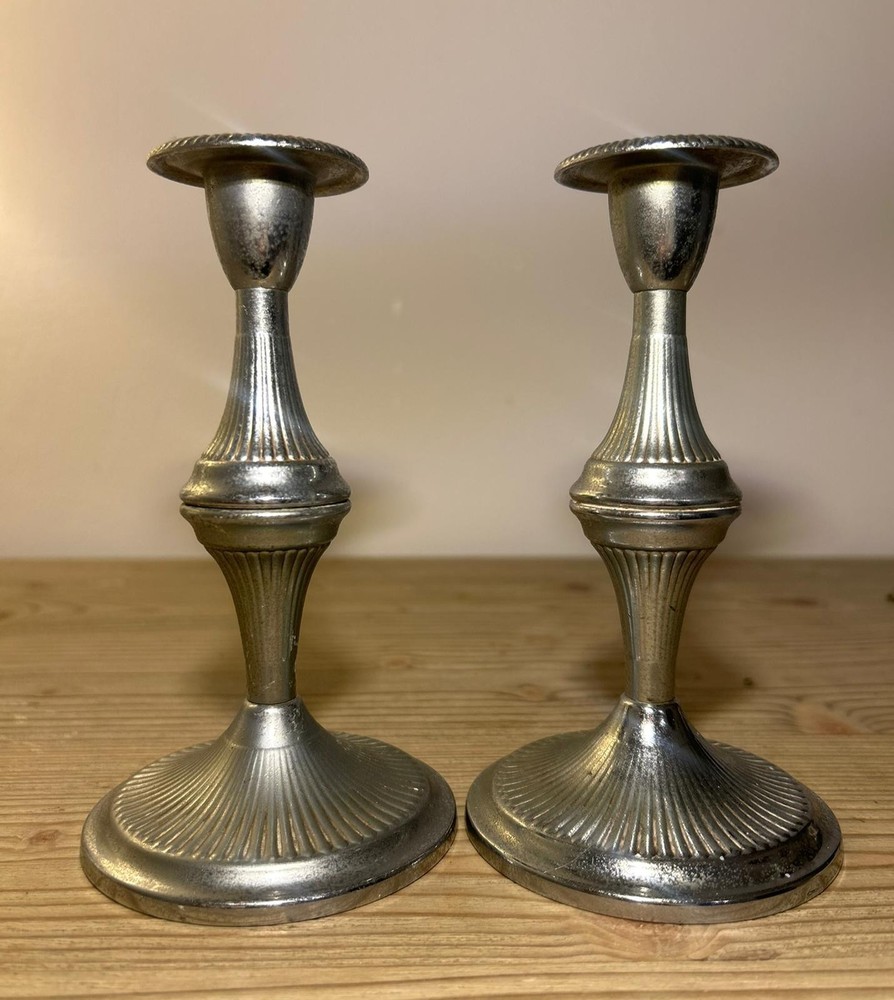 x2 Vintage Ian Heath Silver Plated Candlestick Holders