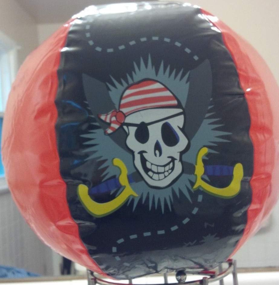 RED AND BLACK PIRATE 16 INCH BEACH BALL