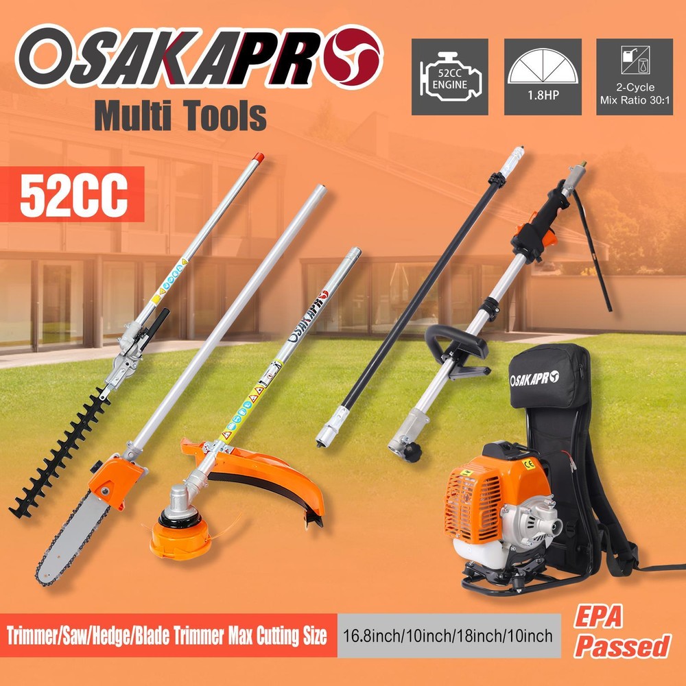 Backpack 4 in 1 52CC 2-Cycle Multi-Functional Trimming Tool with Gas Pole Saw