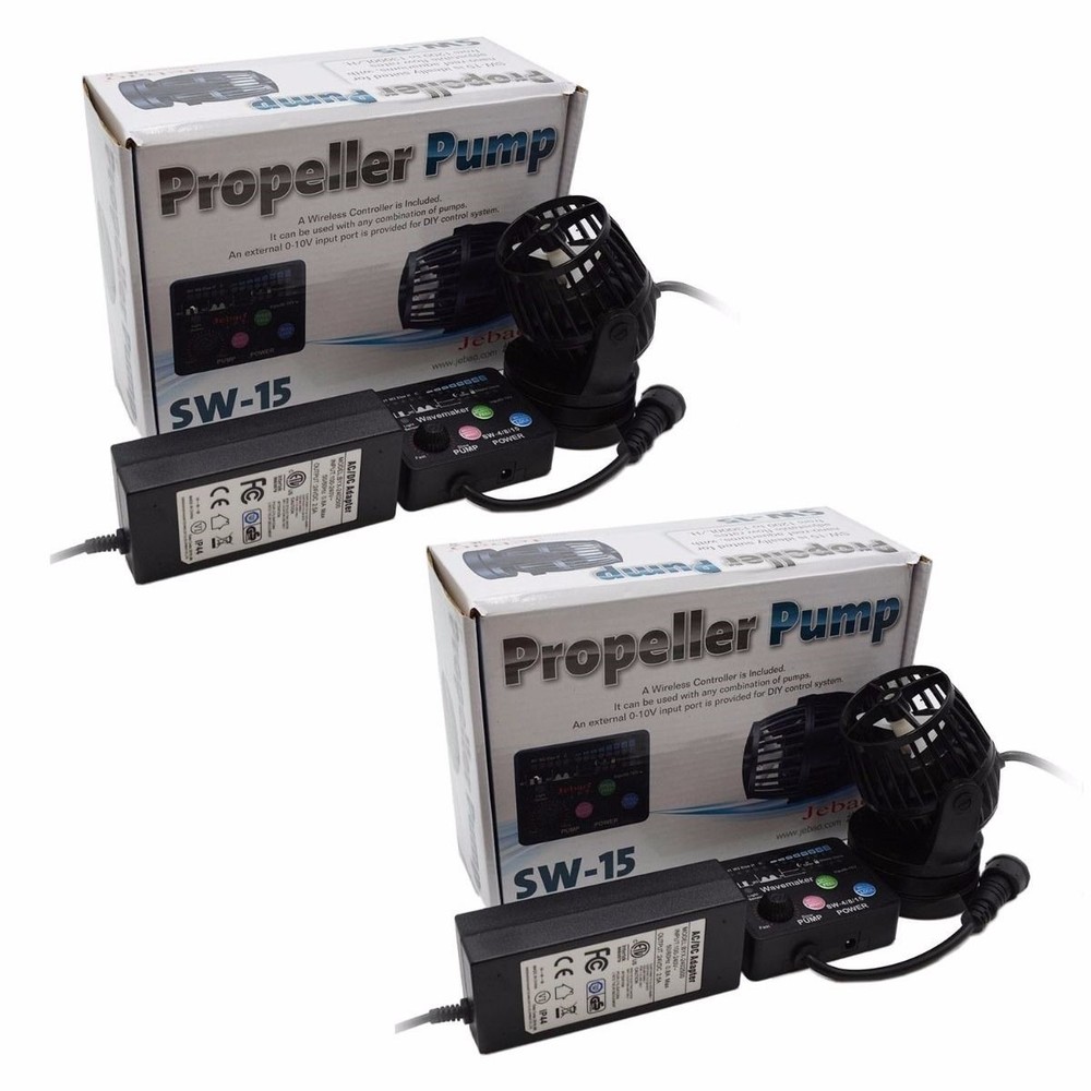 2 Pack Jebao SW15 Propeller Water Pump Wavemaker with Controller & Magnet Mount
