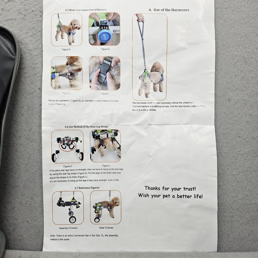 Samohui Adjustable Dog Wheelchairs Mobility Aids for Disabled Pets Foldable Pet