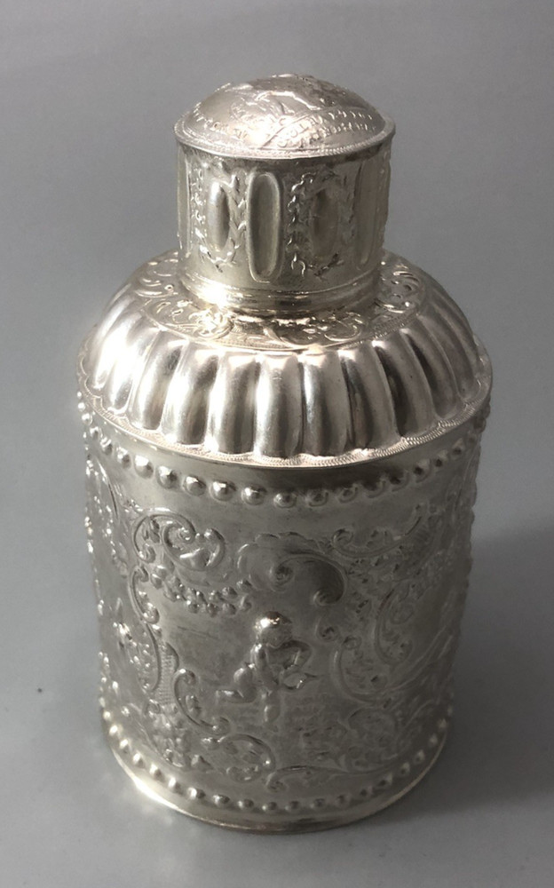 Antique Dutch Silver Tea Caddy 1901 ACLZX